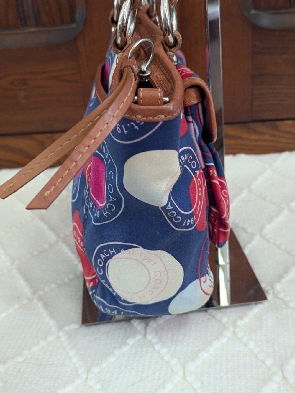 Coach Polka Dot Leah Small Tote - Picture 4 of 13